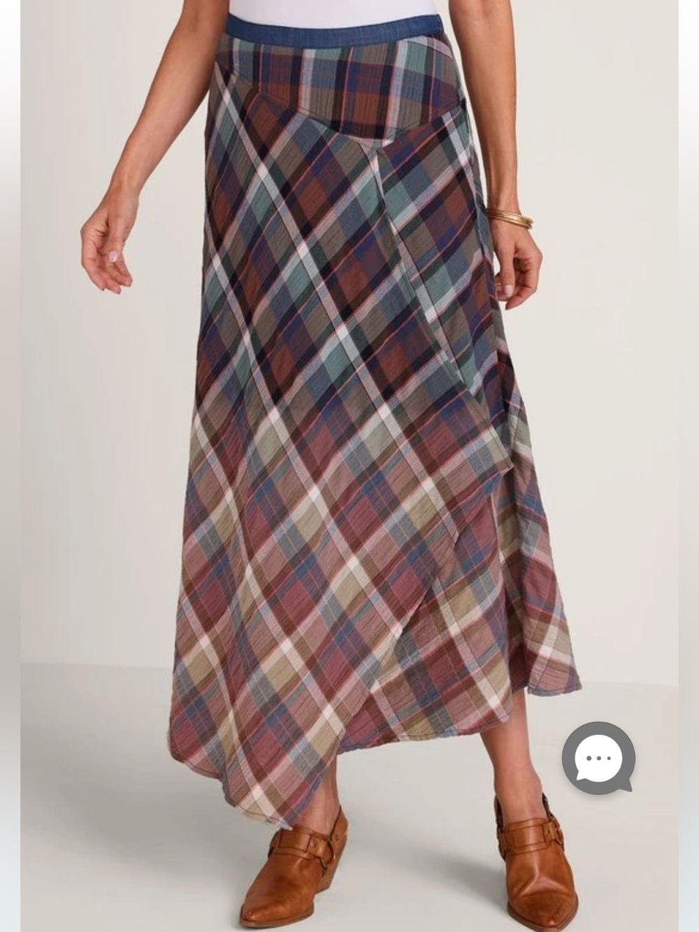 Soft Surroundings Artist Skirt Asymmetrical Multi Tone Tartan W2568 Sz L